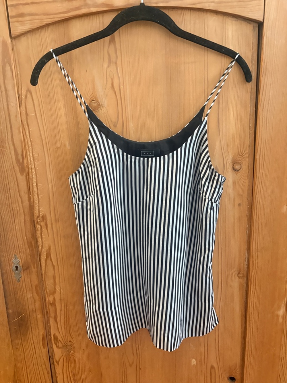 AYR Black and White Striped Silk Cami